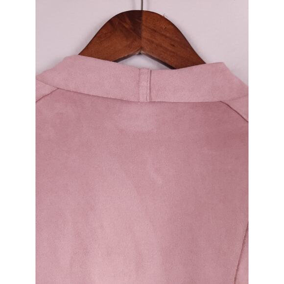 Mote Faux Suede Asymmetrical Zip Jacket Blush Pink Size Large - Picture 10 of 12